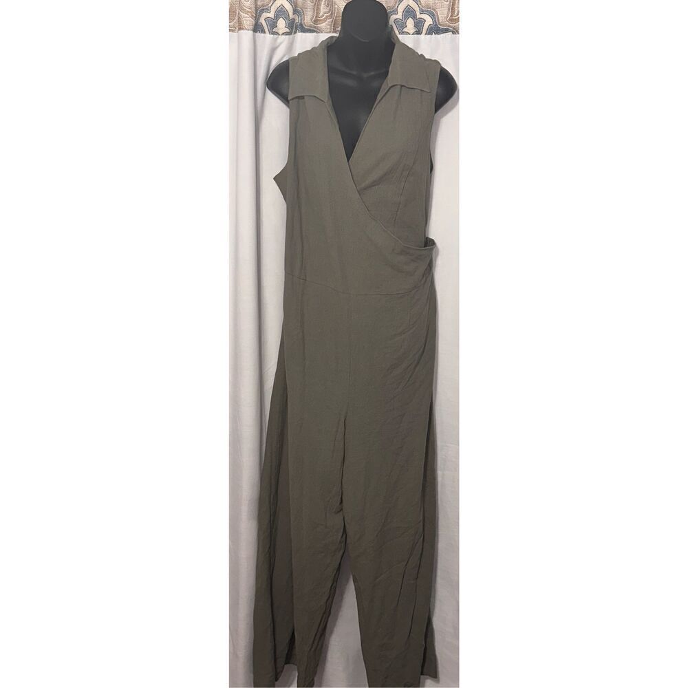 BEAUTIFUL Soft Surroundings Jumpsuit Black Faux Wrap Bodice Dressy Wide Leg Size